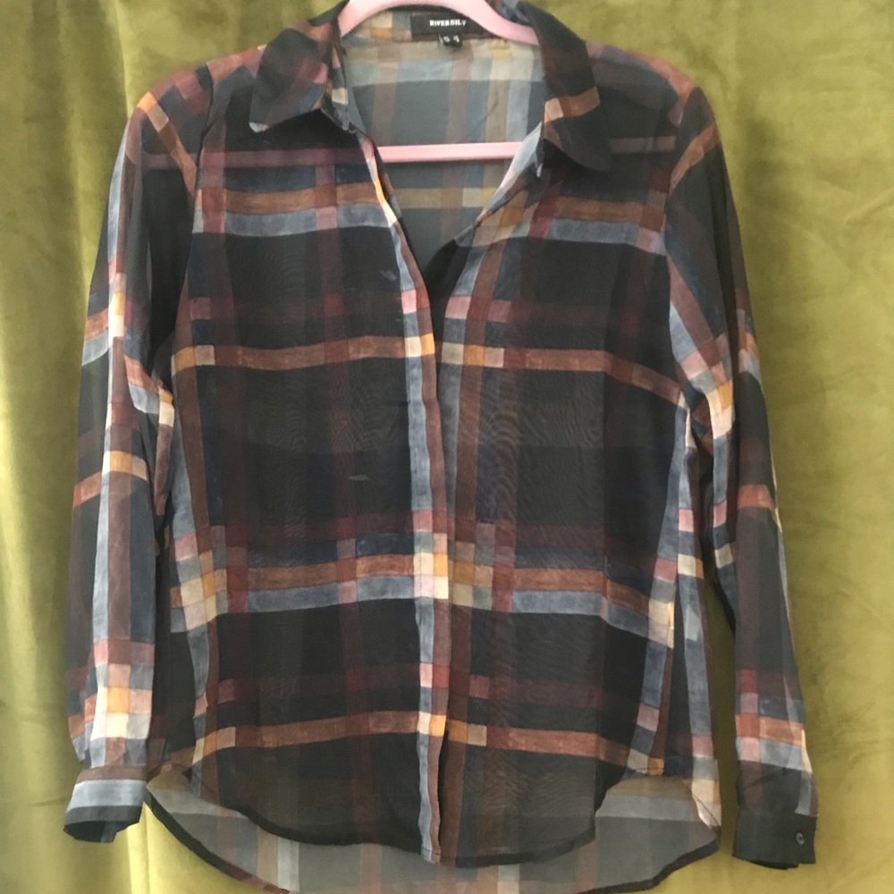 Sheer striped button down